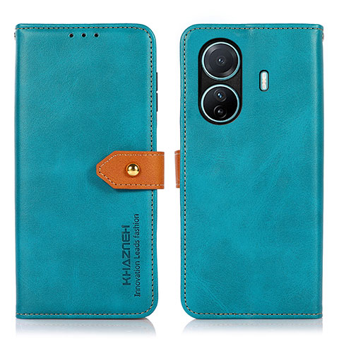 Funda de Cuero Cartera con Soporte Carcasa N07P para Vivo iQOO Z6 Pro 5G Cian