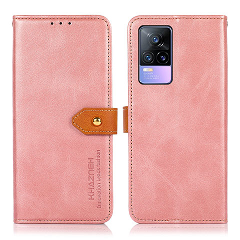 Funda de Cuero Cartera con Soporte Carcasa N07P para Vivo V21e 4G Rosa