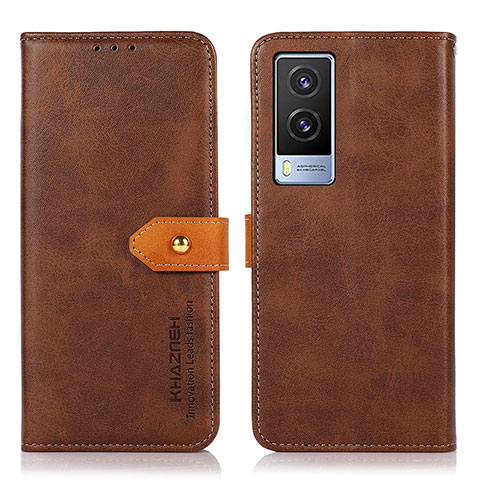 Funda de Cuero Cartera con Soporte Carcasa N07P para Vivo V21e 5G Marron