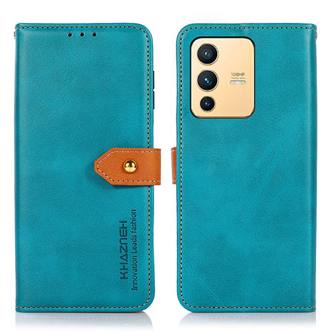 Funda de Cuero Cartera con Soporte Carcasa N07P para Vivo V23 5G Cian