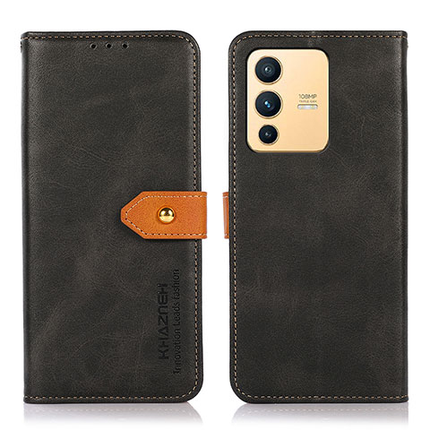 Funda de Cuero Cartera con Soporte Carcasa N07P para Vivo V23 5G Negro