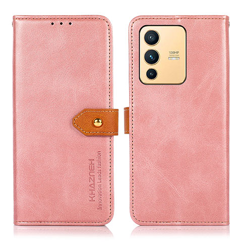 Funda de Cuero Cartera con Soporte Carcasa N07P para Vivo V23 5G Rosa