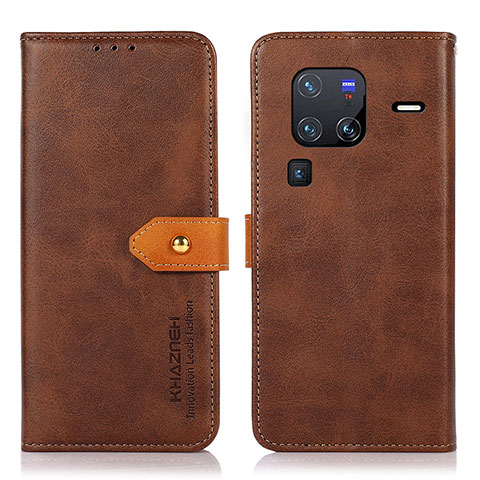 Funda de Cuero Cartera con Soporte Carcasa N07P para Vivo X80 Pro 5G Marron