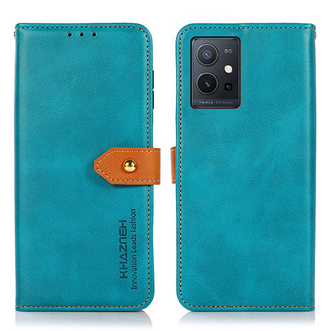 Funda de Cuero Cartera con Soporte Carcasa N07P para Vivo Y30 5G Cian