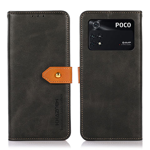 Funda de Cuero Cartera con Soporte Carcasa N07P para Xiaomi Poco M4 Pro 4G Negro