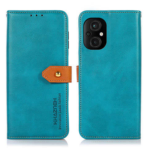 Funda de Cuero Cartera con Soporte Carcasa N07P para Xiaomi Poco M5 4G Cian