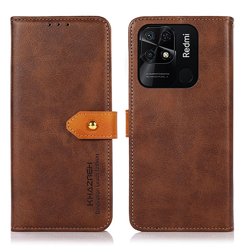 Funda de Cuero Cartera con Soporte Carcasa N07P para Xiaomi Redmi 10 India Marron