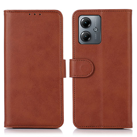 Funda de Cuero Cartera con Soporte Carcasa N08P para Motorola Moto G14 Marron