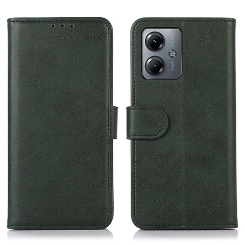 Funda de Cuero Cartera con Soporte Carcasa N08P para Motorola Moto G14 Verde