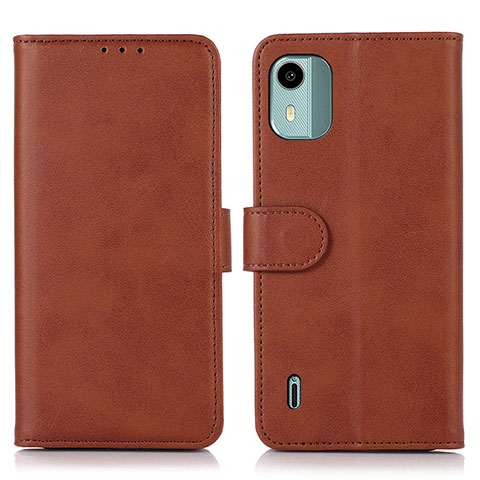 Funda de Cuero Cartera con Soporte Carcasa N08P para Nokia C12 Plus Marron