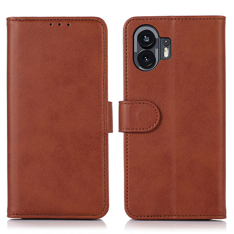 Funda de Cuero Cartera con Soporte Carcasa N08P para Nothing Phone 2 Marron