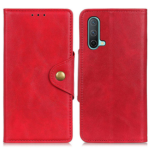 Funda de Cuero Cartera con Soporte Carcasa N08P para OnePlus Nord CE 5G Rojo