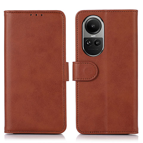 Funda de Cuero Cartera con Soporte Carcasa N08P para Oppo Reno10 5G Marron