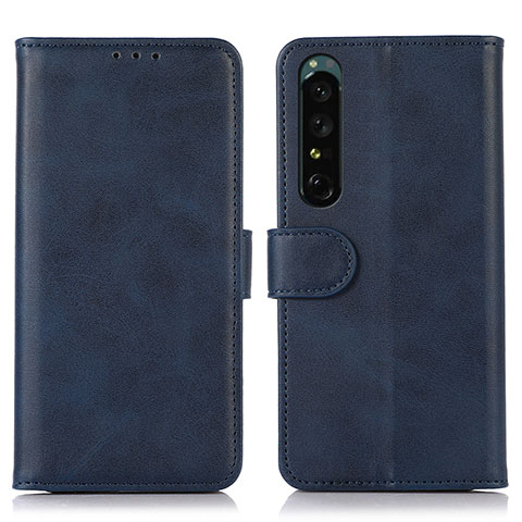 Funda de Cuero Cartera con Soporte Carcasa N08P para Sony Xperia 1 IV Azul