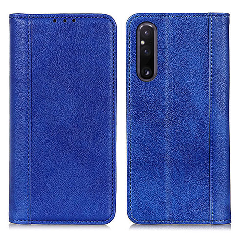 Funda de Cuero Cartera con Soporte Carcasa N08P para Sony Xperia 1 V Azul