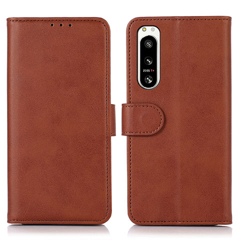 Funda de Cuero Cartera con Soporte Carcasa N08P para Sony Xperia 5 IV Marron