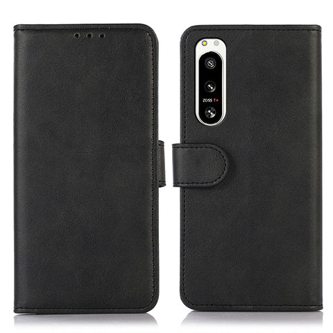 Funda de Cuero Cartera con Soporte Carcasa N08P para Sony Xperia 5 IV Negro