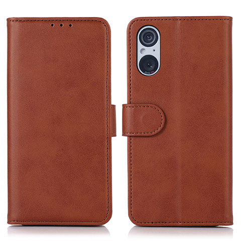 Funda de Cuero Cartera con Soporte Carcasa N08P para Sony Xperia 5 V Marron