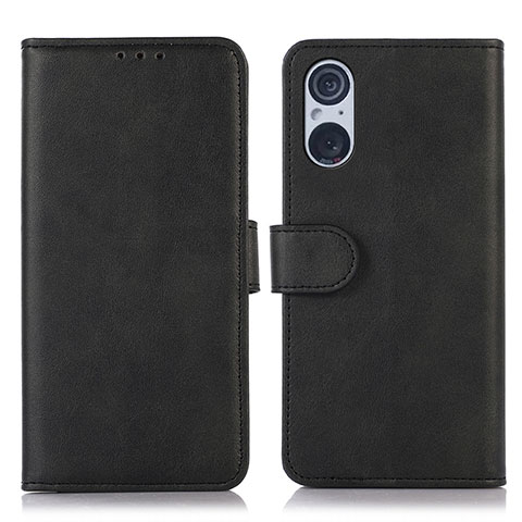 Funda de Cuero Cartera con Soporte Carcasa N08P para Sony Xperia 5 V Negro