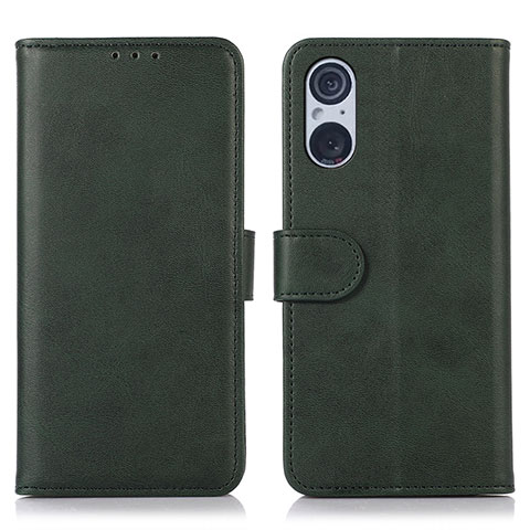 Funda de Cuero Cartera con Soporte Carcasa N08P para Sony Xperia 5 V Verde