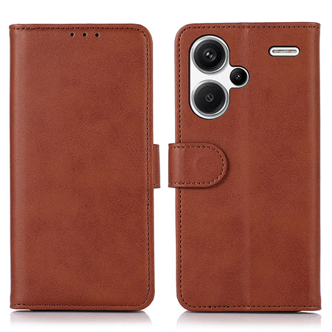 Funda de Cuero Cartera con Soporte Carcasa N08P para Xiaomi Redmi Note 13 Pro+ Plus 5G Marron