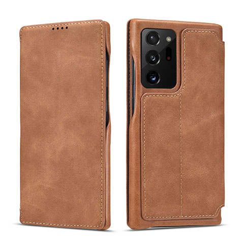 Funda de Cuero Cartera con Soporte Carcasa N09 para Samsung Galaxy Note 20 Ultra 5G Marron Claro