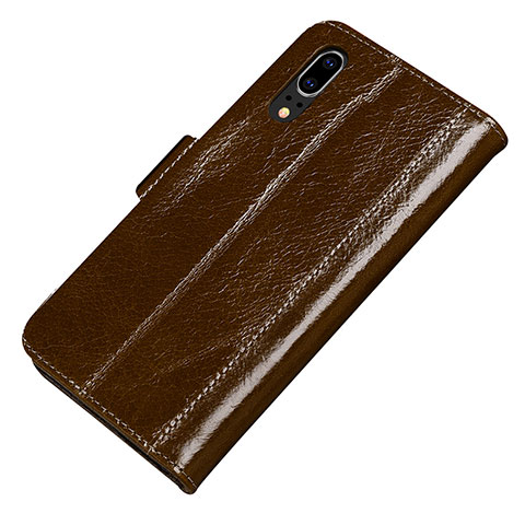 Funda de Cuero Cartera con Soporte Carcasa P01 para Huawei P20 Marron