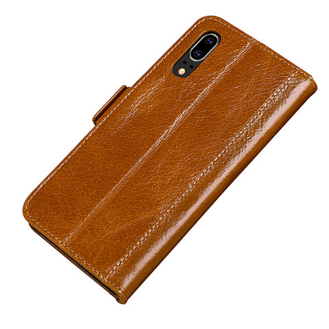 Funda de Cuero Cartera con Soporte Carcasa P01 para Huawei P20 Naranja