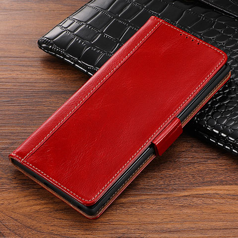 Funda de Cuero Cartera con Soporte Carcasa P01 para Samsung Galaxy Note 10 Rojo