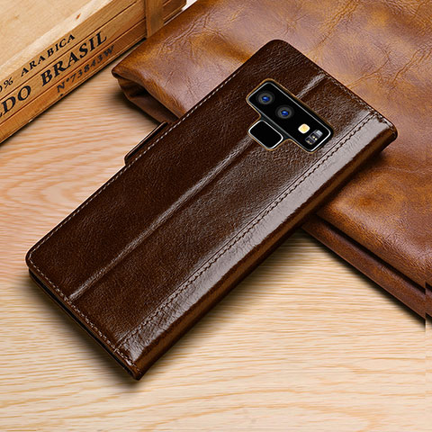 Funda de Cuero Cartera con Soporte Carcasa P01 para Samsung Galaxy Note 9 Marron