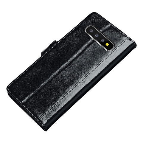 Funda de Cuero Cartera con Soporte Carcasa P01 para Samsung Galaxy S10 Plus Negro