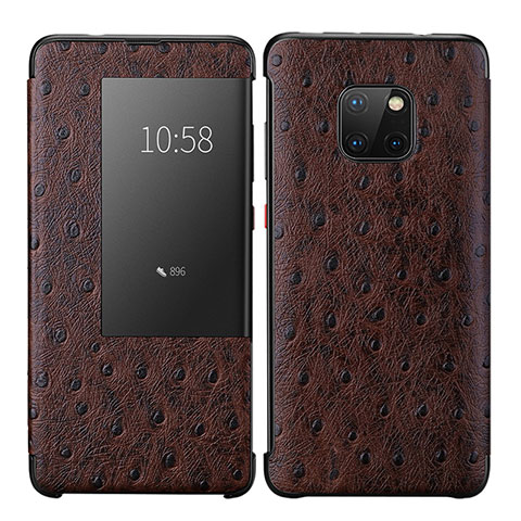 Funda de Cuero Cartera con Soporte Carcasa P02 para Huawei Mate 20 Pro Marron