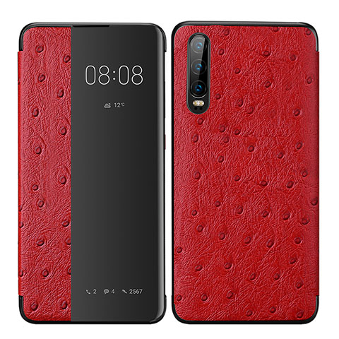 Funda de Cuero Cartera con Soporte Carcasa P02 para Huawei P30 Rojo