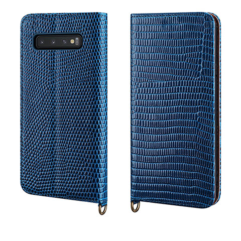 Funda de Cuero Cartera con Soporte Carcasa P04 para Samsung Galaxy S10 5G Azul