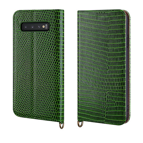 Funda de Cuero Cartera con Soporte Carcasa P04 para Samsung Galaxy S10 5G Verde