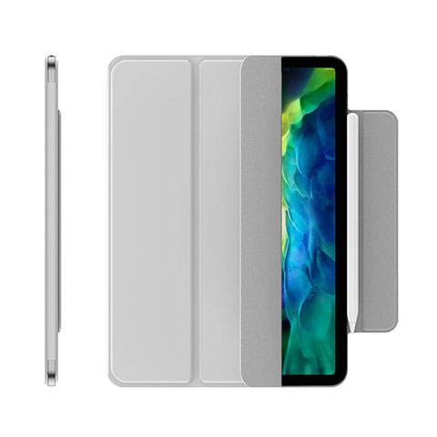 Funda de Cuero Cartera con Soporte Carcasa para Apple iPad Pro 11 (2022) Plata