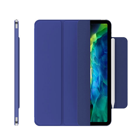 Funda de Cuero Cartera con Soporte Carcasa para Apple iPad Pro 12.9 (2022) Azul