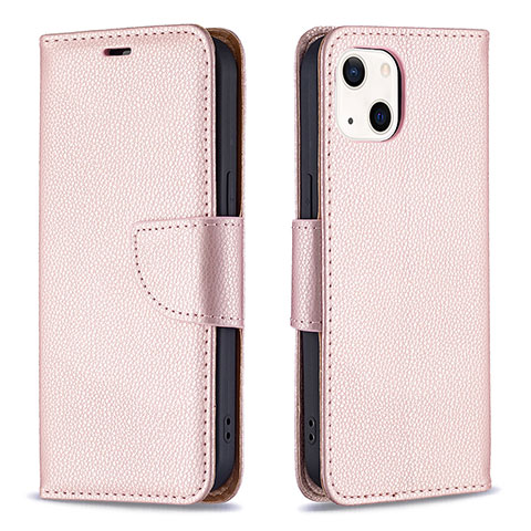 Funda de Cuero Cartera con Soporte Carcasa para Apple iPhone 13 Oro Rosa