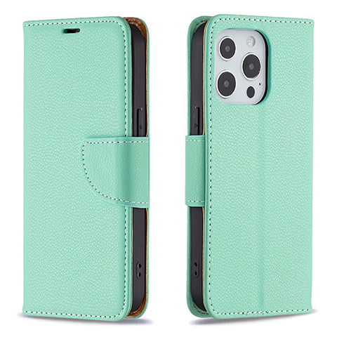 Funda de Cuero Cartera con Soporte Carcasa para Apple iPhone 13 Pro Cian