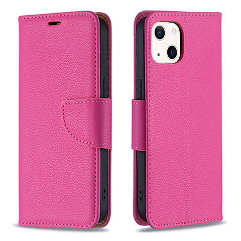 Funda de Cuero Cartera con Soporte Carcasa para Apple iPhone 13 Rosa Roja