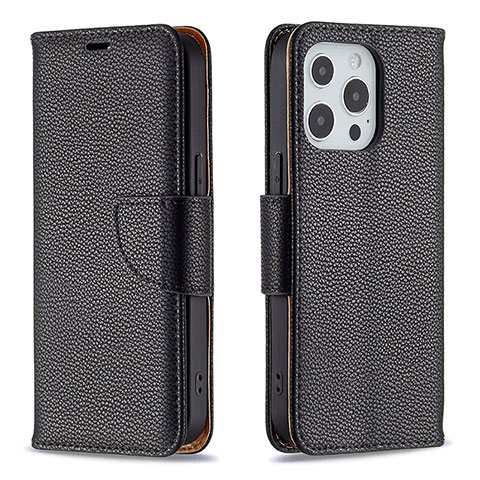 Funda de Cuero Cartera con Soporte Carcasa para Apple iPhone 14 Pro Negro