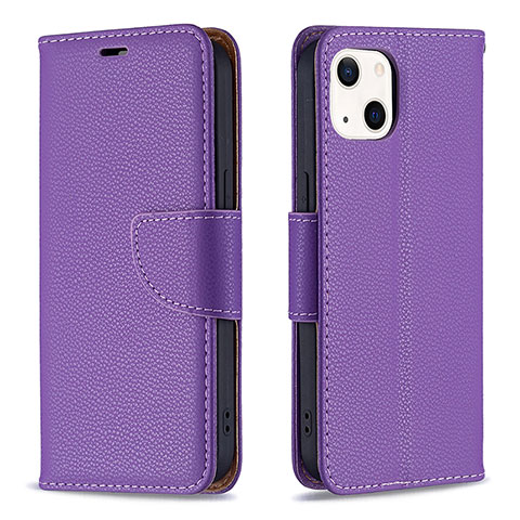 Funda de Cuero Cartera con Soporte Carcasa para Apple iPhone 15 Morado