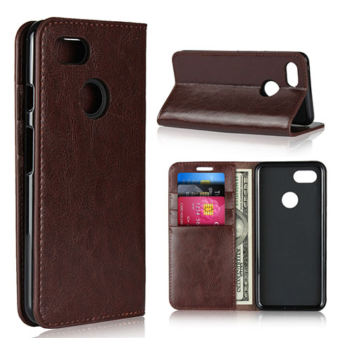 Funda de Cuero Cartera con Soporte Carcasa para Google Pixel 3 Marron