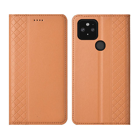 Funda de Cuero Cartera con Soporte Carcasa para Google Pixel 5 Naranja