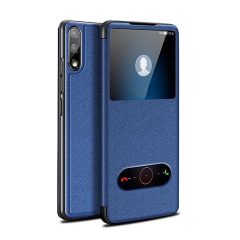 Funda de Cuero Cartera con Soporte Carcasa para Huawei Enjoy 10 Azul