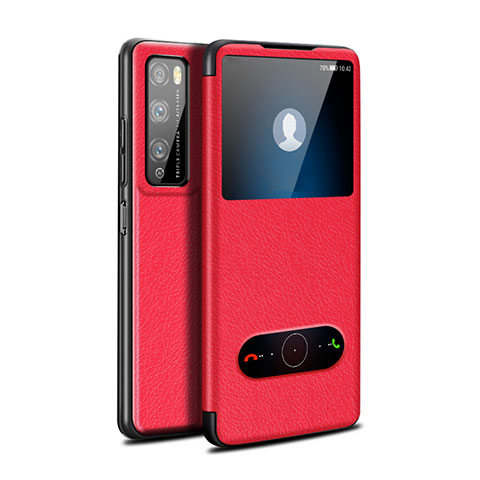 Funda de Cuero Cartera con Soporte Carcasa para Huawei Enjoy Z 5G Rojo