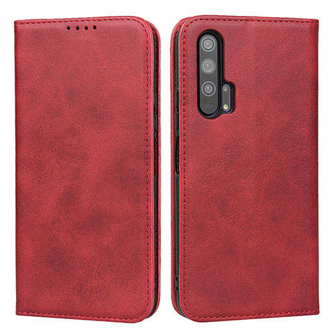 Funda de Cuero Cartera con Soporte Carcasa para Huawei Honor 20 Pro Rojo