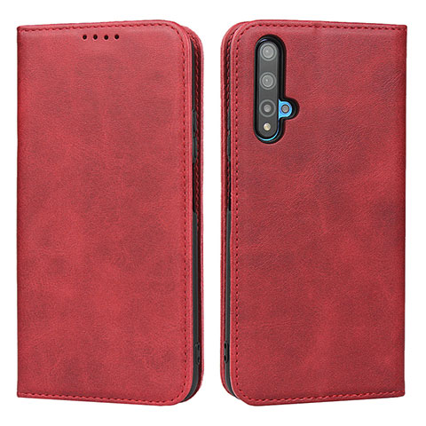 Funda de Cuero Cartera con Soporte Carcasa para Huawei Honor 20 Rojo