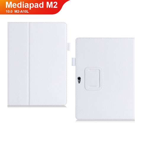 Funda de Cuero Cartera con Soporte Carcasa para Huawei MediaPad M2 10.0 M2-A10L Blanco