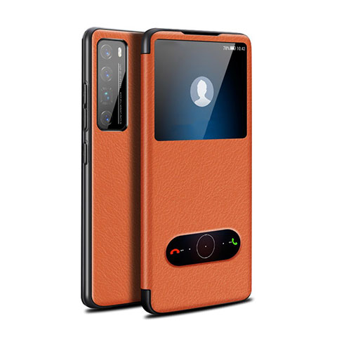 Funda de Cuero Cartera con Soporte Carcasa para Huawei Nova 7 Pro 5G Naranja